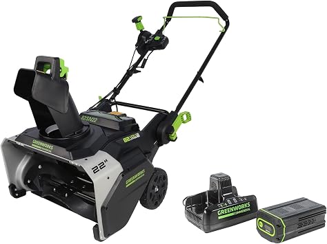 Greenworks 82V 22" Snow Thrower, 5.0Ah Battery + Dual Port Charger
