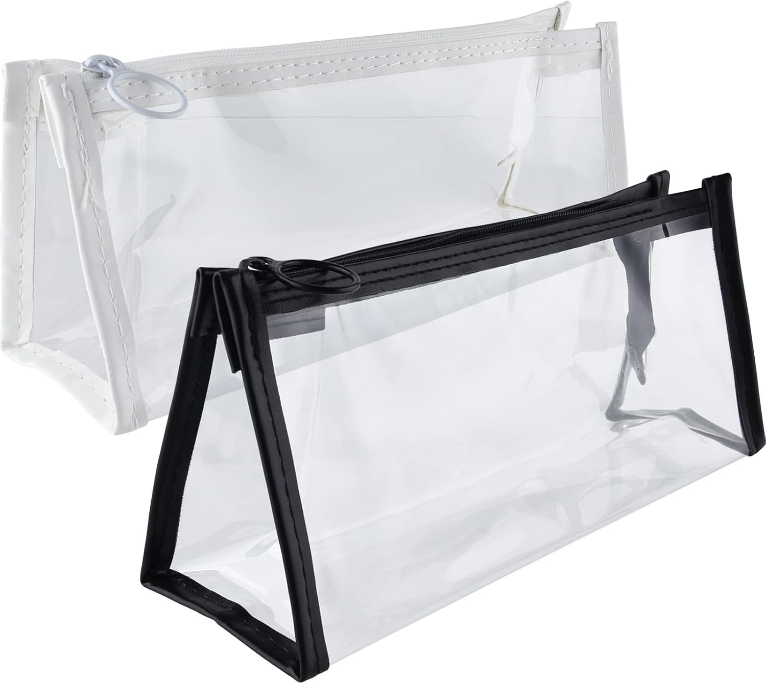 ASTARON 2 Pcs Clear Pencil Case for Exam Large Capacity Transparent Pen Box Cheap See-Through Toiletries Travel Bag Zipper Cosmetic Bag