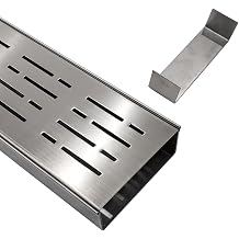 Channel Drain 6" Wide x 3 3-5/8" Sections x 1 Pc,Silver Outdoor Pool Deck Drain Channel 304 Stainless Steel with Coupling,Pool Drain for Concrete/Paver/Patios/Walkways