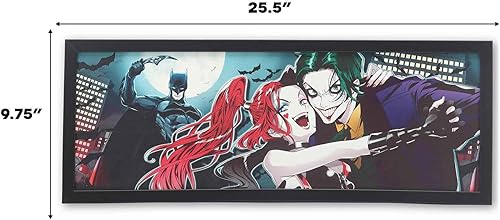 Miniatura 6 de DC Comics - Cubierta de cómic de Batman con marco para decoración de pared de madera, arte de pared retro de Batman para hombre cueva o sala de cine