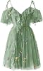Basgute Flower Embroidery Tulle Short Homecoming Dresses for Teens 2024 Mini Spaghetti Straps Formal Prom Party Gown
