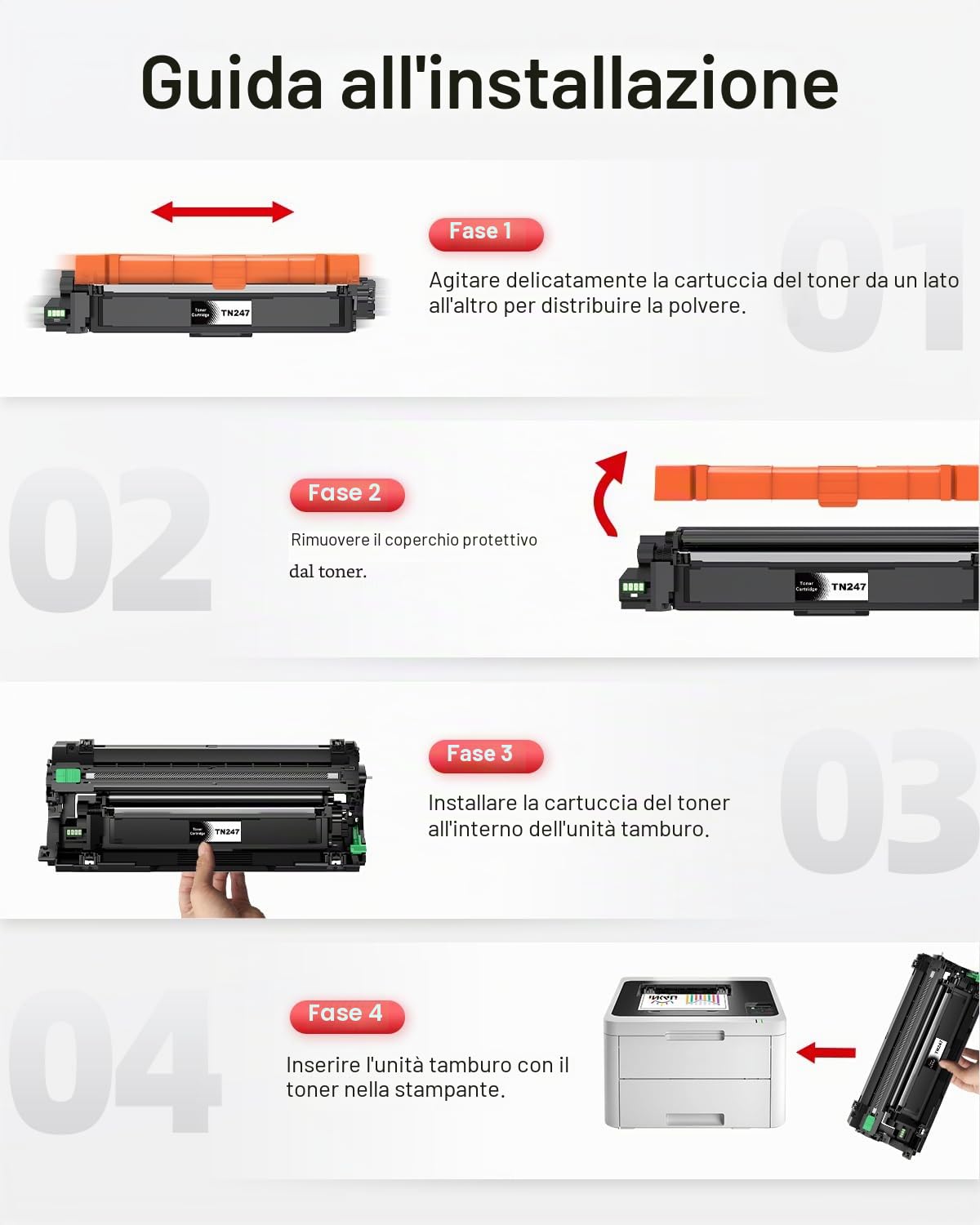 TN247 TN243CMYK Toner Compatibile con Brother TN247 TN-243CMYK | Compatibile con Brother DCP-L3550CDW MFC L3730CDN MFC-L3750CDW MFC L3770CDW HL-L3270CDW HL-L3210CW ( 4 Pezzi)