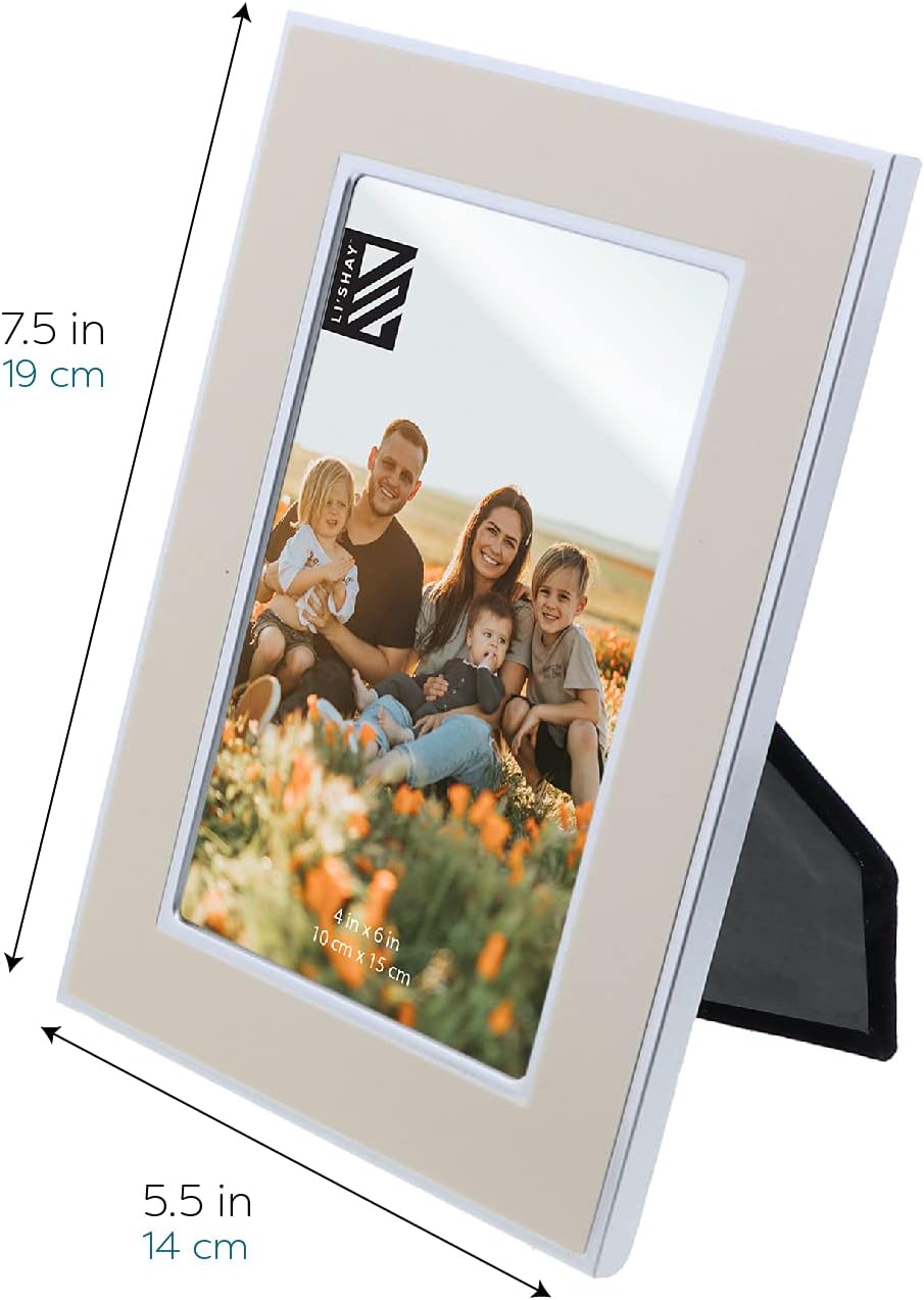 Li'Shay Brushed Metal Ivory 5x7 and 4x6 Photo Frame Picture Frame