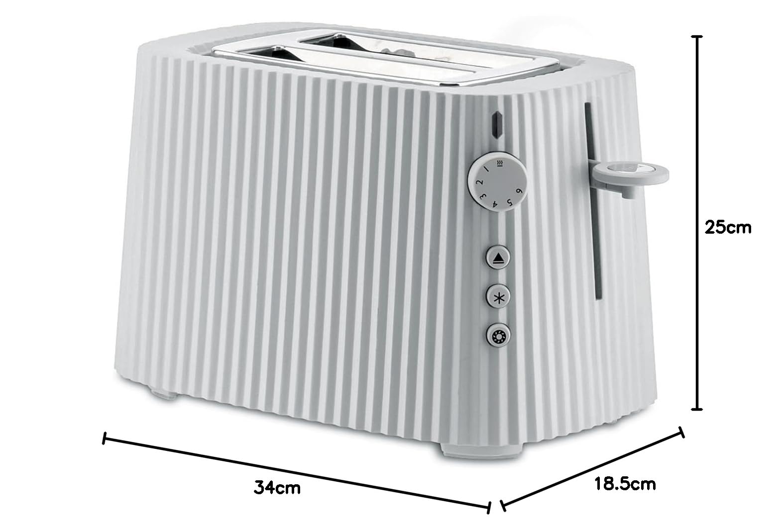 Alessi Plissé MDL08 W - Grille-Pain Design, Six Niveaux de Dorure, en Résine Thermoplastique, Fiche Européenne 850 W, Blanc