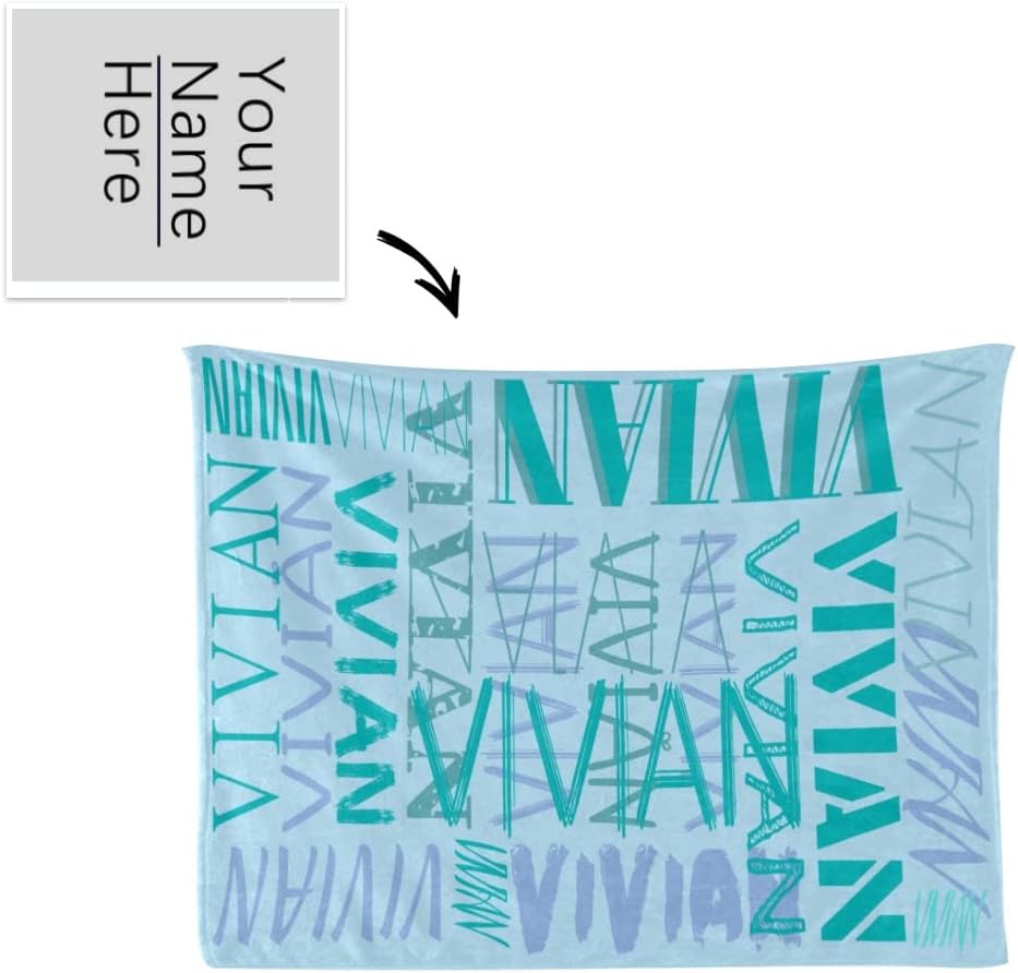 Customized Blanket with Text Custom Blanket Personalized Flannel Throw Blankets for Adult Kid Birthday Christmas Halloween Mothers Fathers Valentines Day Gift (Blue 1, 60"x80")