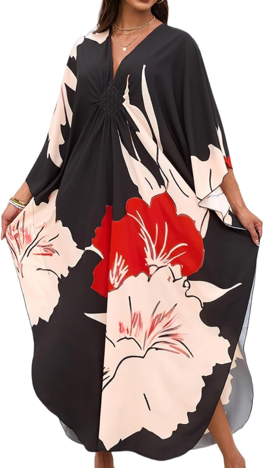 SXMURP Kaftan Moomoo Dresses Women Cotton Hawaiian Cover Swimsuit