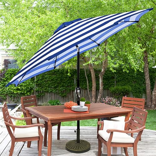 blissun 939 outdoor patio umbrella outdoor table umbrella yard umbrella market umbrella with 8 sturdy ribs push button tilt and crank