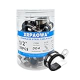 XRPAOWA 1/2 Inch Stainless Steel Cable Clamps, 30 Pcs, Rubber Cushioned Insulated Clamps, Pipe Clamp, Tube Holder for Tube, Pipe, Lines or Wire Cord Installation (1/2