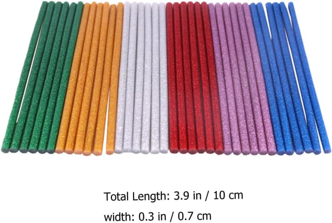 Mikinona Hot Glue Sticks Easy to Use 60 Pcs Colored for DIY Crafts with Glitter Effect Eva Resin Hot Melt Sticks for Gluing Projects and General Repairs