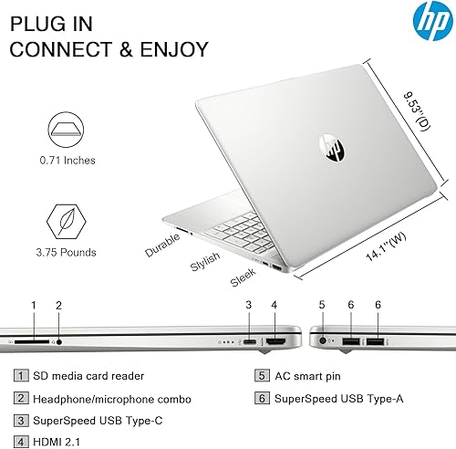 Miniatura 7 de HP Computadora portátil, pantalla táctil HD de 15.6 pulgadas, Intel Core i3-1115G4 (Beat i5-1035G4), 16 GB de RAM, 1 TB SSD, Windows 11 Pro, cámara