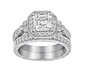 Platinum or Gold Plated Sterling Silver Antique Ring set with Asscher-Cut Infinite Elements Cubic Zirconia