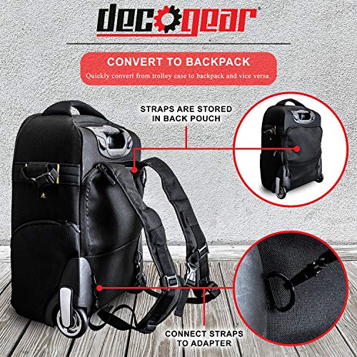 Deco Gear 3-In-1 Travel Camera Case - Waterproof And Shockproof Rolling Camera Backpack - Three Methods Of Transport - Wheeled Trolley, Backpack, Carry On Bag #TOP2
