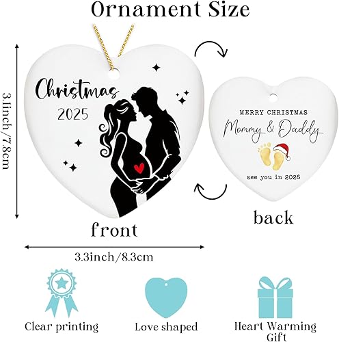 Miniatura 2 de Ideas de anuncios de bebé, adorno de cerámica de Navidad, regalos de embarazo para mamá y abuelos, decoración de árbol de Navidad