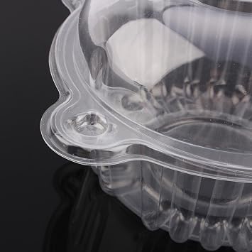Wakects 100 Pcs Fruit Box, Clear Plastic Fruit Holder Cupcake Box Snack Container Dome Box for Home Kitchen Dining Room