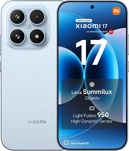 XIAOMI 17, Smartphone 12+512 GB, Leica Summilux Optical Lens, 6330mAh (typ) Battery, HyperAI, Ice Blue, Manufacturer warranty 2 years + 1 year extra, Charger Not Included - 1