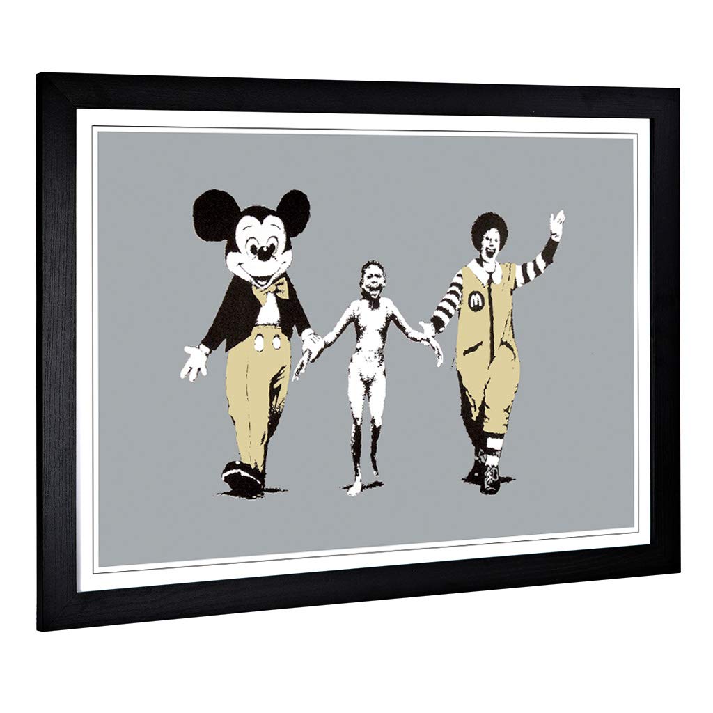 Big Box Art Framed Print of Banksy Napalm Graffiti Design | Wall Art Picture | Home Decor for Kitchen, Living Room, Bedroom, Hallway, Black, A2 / 24.5x18 Inch / 62x45cm
