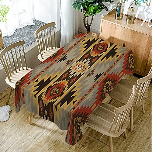 Moslion Navajo Geometric Pattern Tablecloth American Southwest Native Aztec Indian Bohemian Table Cloth For Family Dinner Special Occasions Barbeques Picnic Everyday Use 60X104 Inch #TOP2