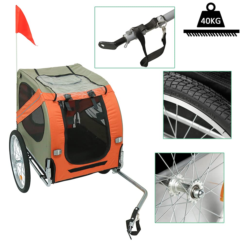 Rimorchio Bici Per Cane Pieghevole - Carrello Trasporto Animali, 73x90x137 Cm, Capacità 40 Kg - Foto 4