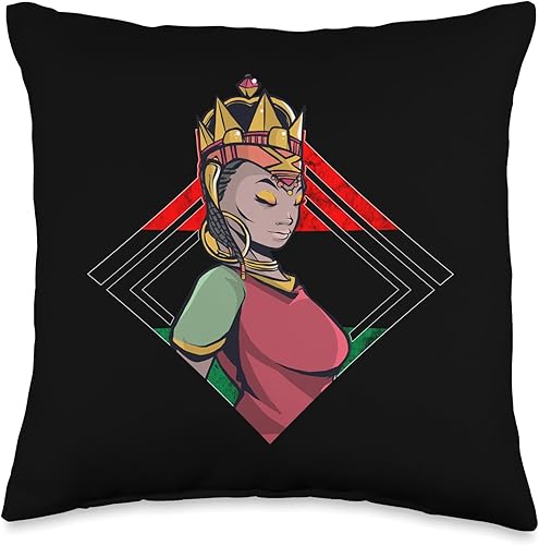 Pan African Pride Black History Queen Pan African UNIA Black Liberation Flag Juneteenth Throw Pillow, 16x16, Multicolor