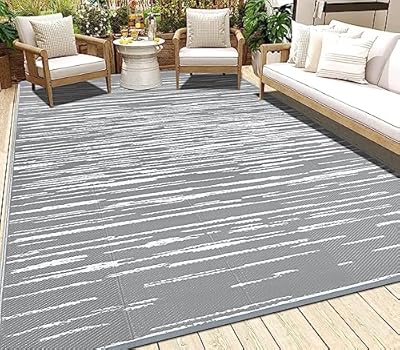 HEBE Outdoor Rug 5'x8' for Patios Clearance Waterproof Patio Mat Plastic Straw Rug Reversible RV Camping Tent Rug Outside Indoor Outdoor Area Rugs for RV,Deck,Beach,Balcony,Camper
