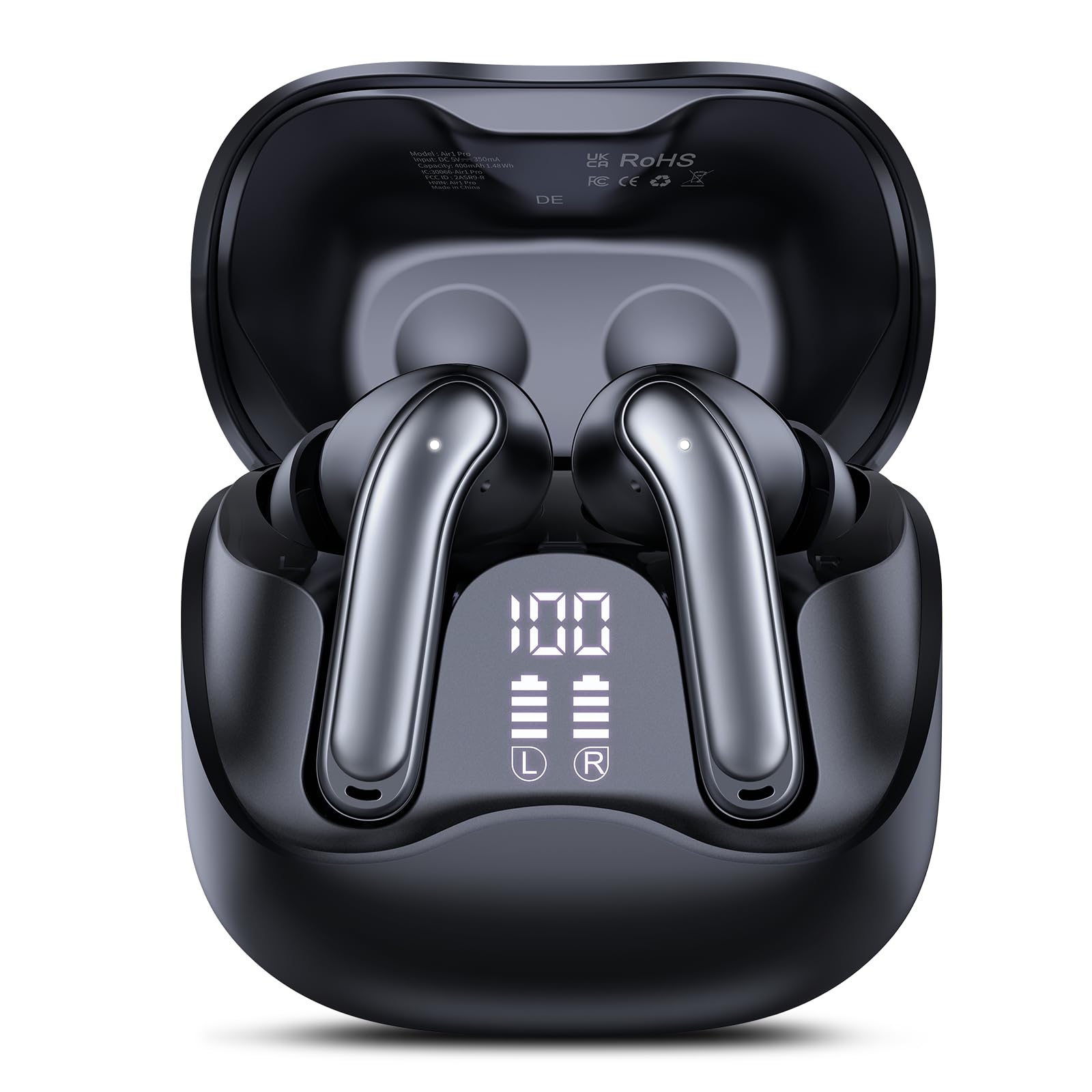 Écouteurs sans Fil Bluetooth 5.4 avec Réduction de Bruit Hybride, Hi-Res Son Stéréo, 6 Micros, 49H Autonomie, Charge sans Fil