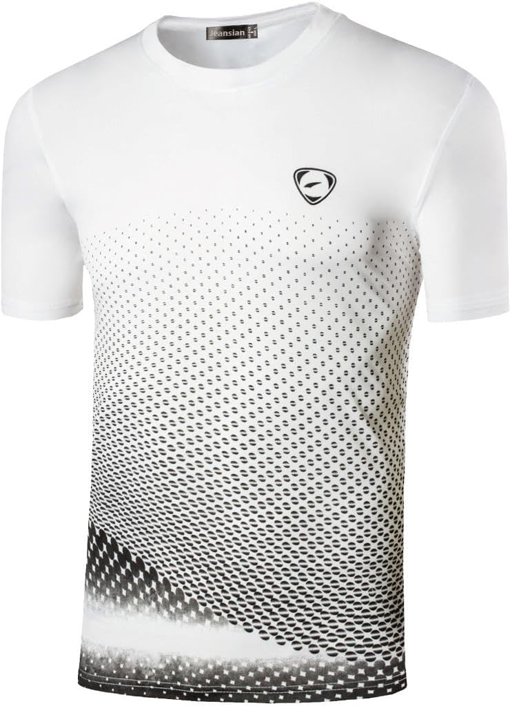 jeansian Men's Sport Quick Dry Fit Short Sleeves T-Shirt Tees Shirt Tshirt Tops Golf Tennis Running LSL133 Medium Lsl225_whiteblack