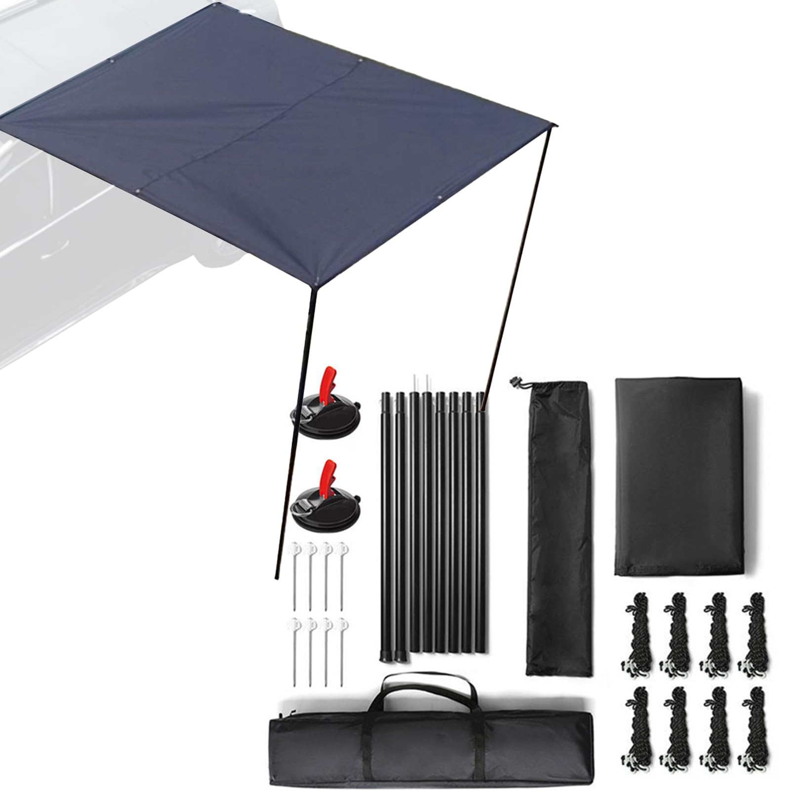 Auto-Markise, Campingplatz, UV-beständiger Stoff, wetterfester Schatten | robuster Seitenschutz mit PU3000 mm Schutzfunktion, Outdoor-Überlandung für LKW, Reisen, Abenteuer, Campingplätze, Aktivitäte