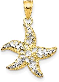 Colar de ouro amarelo 10 k com pingente de estrela do mar peixe vida marinha joias finas para mulheres presentes para ela