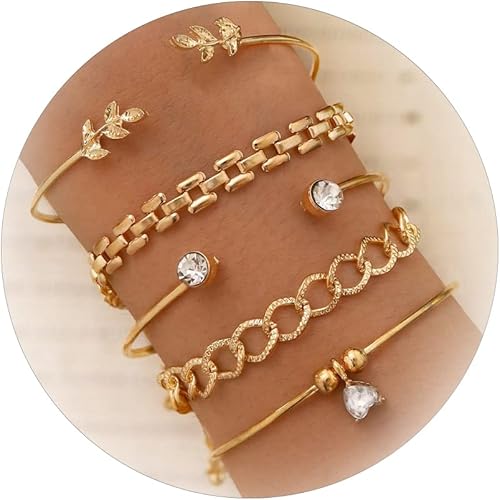 Long tiantian Gold Bracelet Stack Chunky Gold Bracelet for Women Dainty Gold Bracelets Pulseras Para Mujer Chain Link Stackable Bracelets for Women