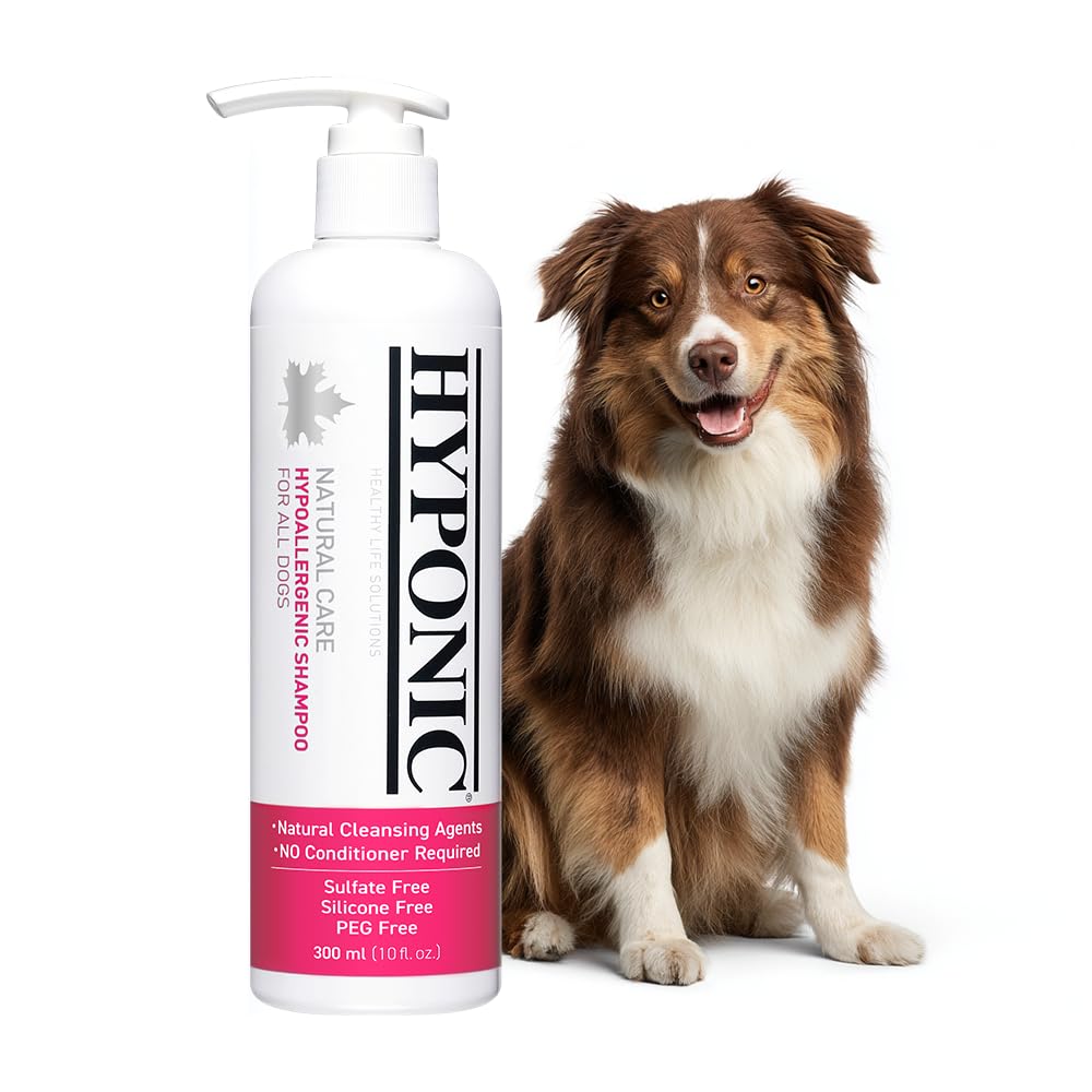 HYPONIC Hypoallergenic Premium Dog Shampoo - Deodorizing, Sensitive Skin, Detangling (All Breeds 10.1 oz)