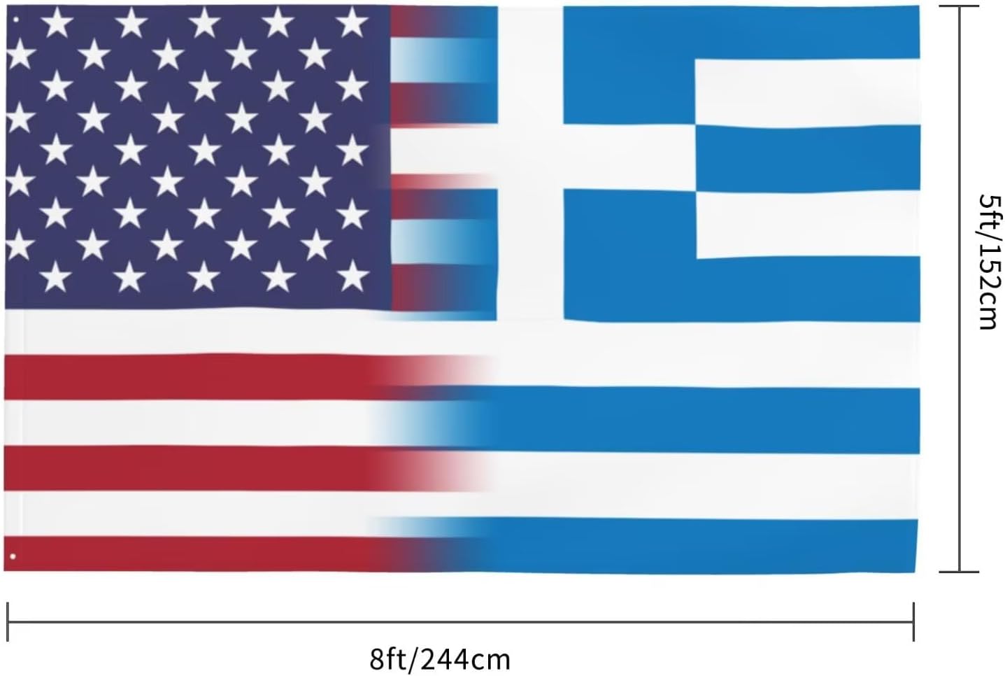 Greece USA Friendship Flag - Indoor and Outdoor Decoration Flag - Garden Courtyard Party Wall Home Porch Festival Funny Flags - 5X8FT