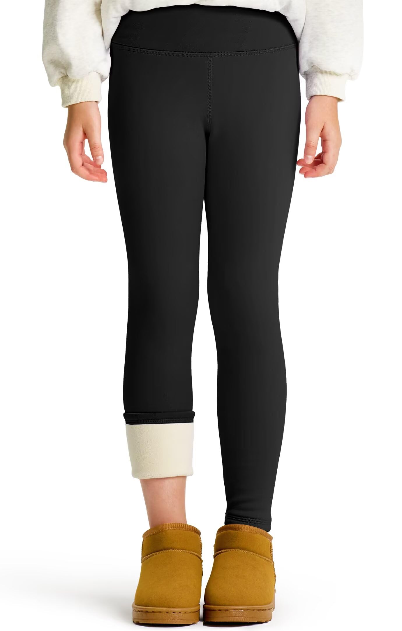 Roself Moment Gefütterte Thermo Leggings Mädchen Lang, Stretchhose mit Hohem Bund, weich & warm für Kinder