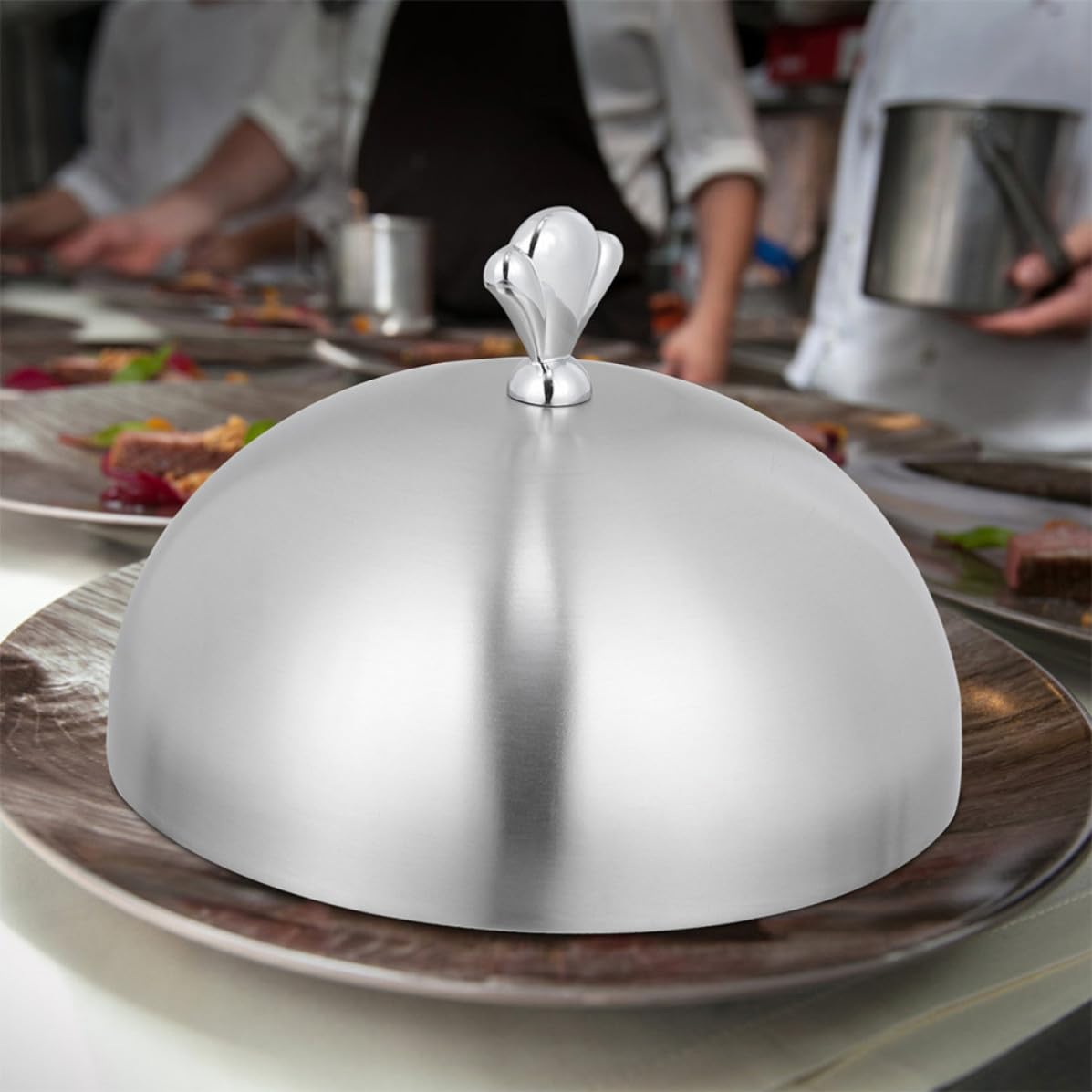ifundom Lebensmittelabdeckung Schutzglocke Ölbeständige Edelstahl Speisen für Silberfarbene Rostfreie Abdeckhaube Runder Schüsselschutz und Restaurant und Küche