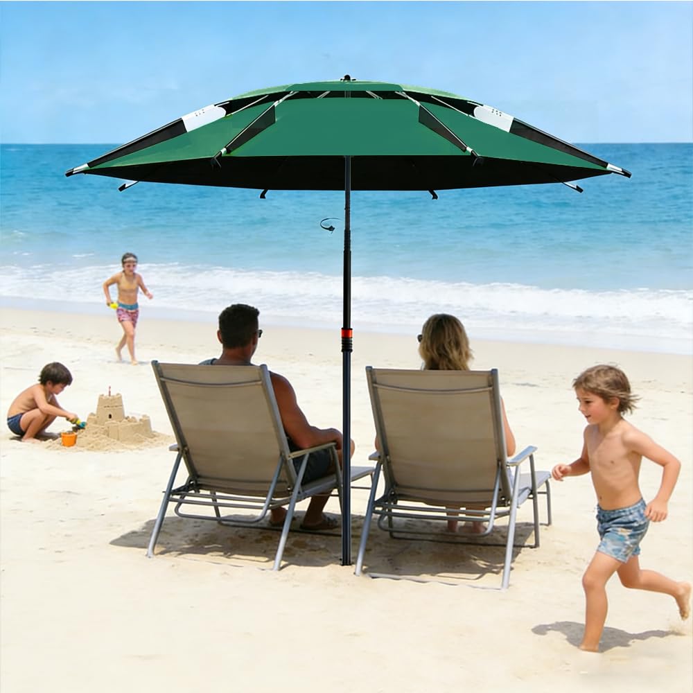 Sonnenschirm Strand Ø 160cm mit Bodenhülse,360° Schwenk Faltbar Strandschirm,Strandschirm mit Winddichtem Einsatz und Tragetasche,Sonnenschutz uv 50 mit Erdspieß,für Balkon,Garten,Terrasse,Strand