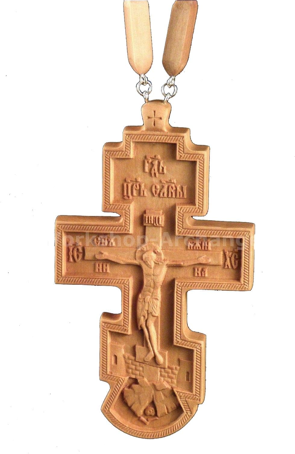Workshop Archangel Orthodox Priest Pectoral cross priestly Carved Wooden Crucifix Clergy Bishop Christian Gifts # 1