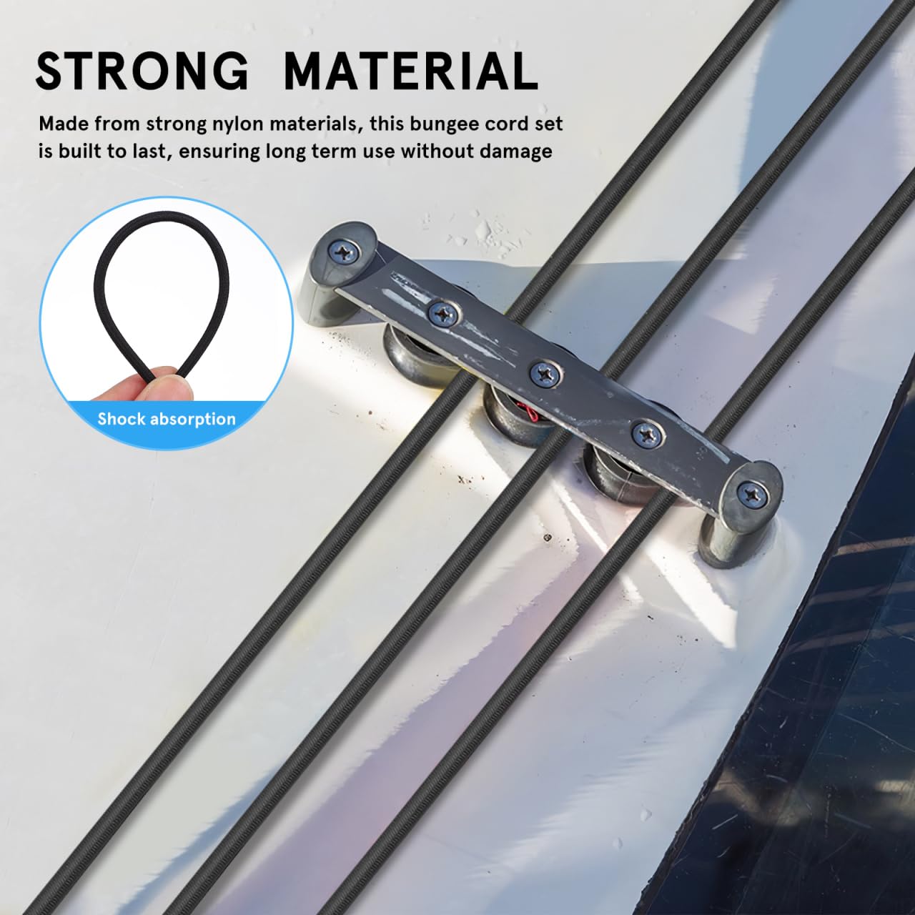 UKCOCO 20m Bungee Cords With Hooks: 4mm Heavy Duty Elastic Cord with 50 pcs Hooks for Backpack Tarpaulin Trailer Tent Poles Kayak,Black - Image 4