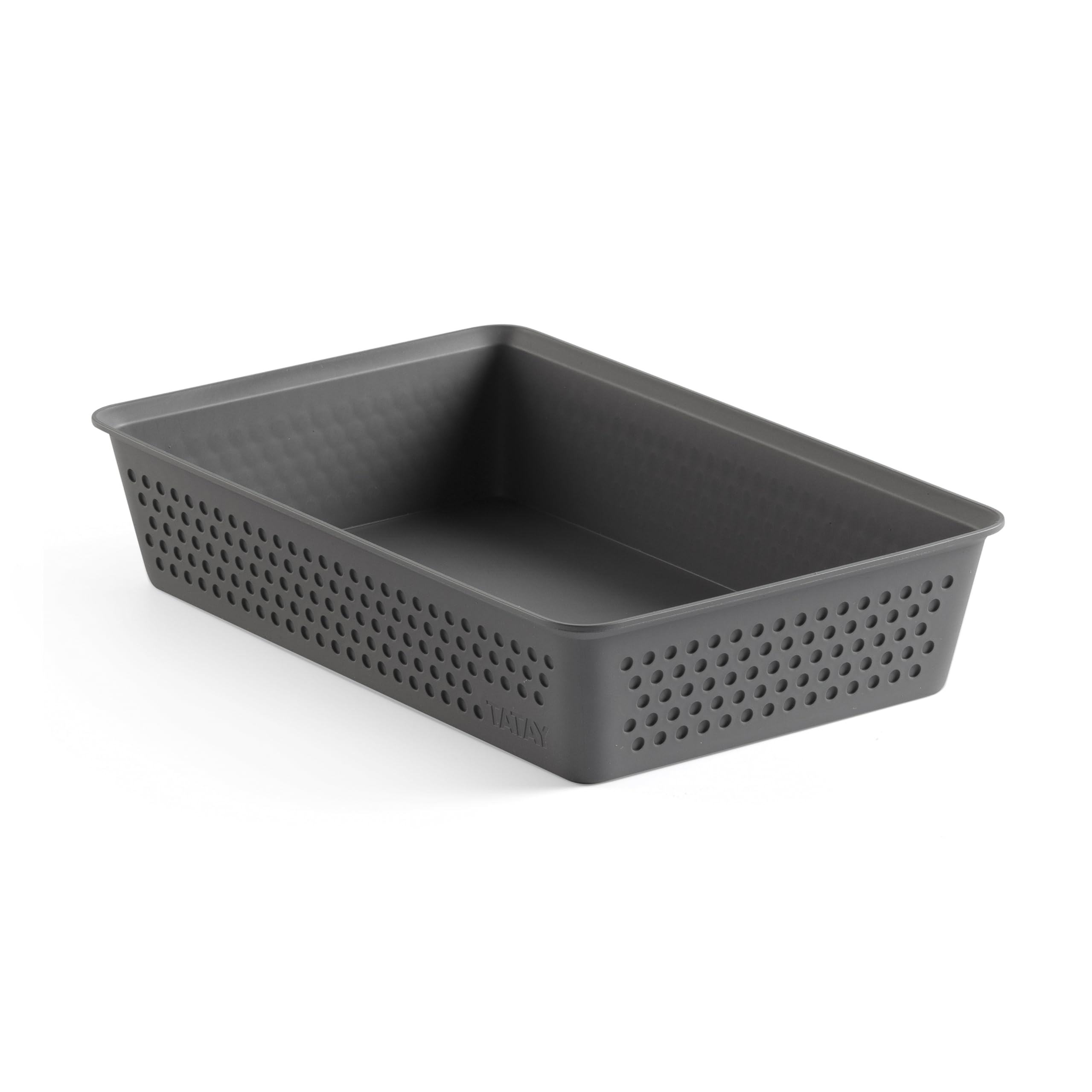 Tatay Caja Organizadora A5 Bohol | Cesta Almacenaje Plastico | Diseño Minimalista Funcional | Orden Hogar y Oficina | Plástico Reciclado Libre de BPA | 17x26x5,5 cm, Gris