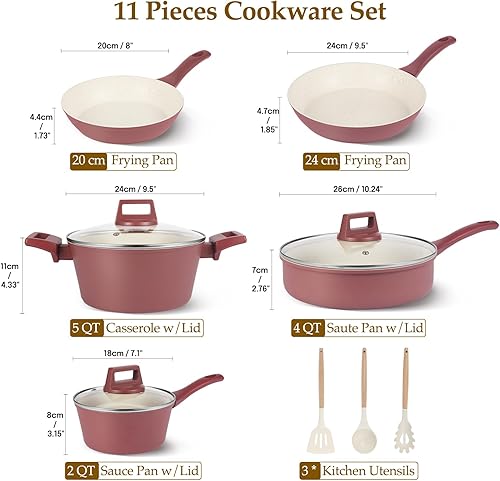 Miniatura 2 de Juego de ollas y sartenes antiadherentes, juego de utensilios de cocina de inducción de cocina, juego de cocina antiadherente de granito no tóxico