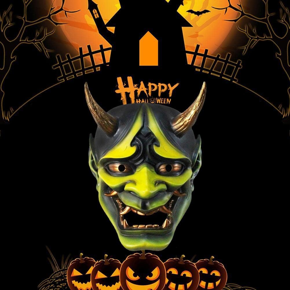 Japanese Hannya Mask, Samurai Demon Oni Face Cover, Halloween Cosplay Horror Face Cover for Stage Performance