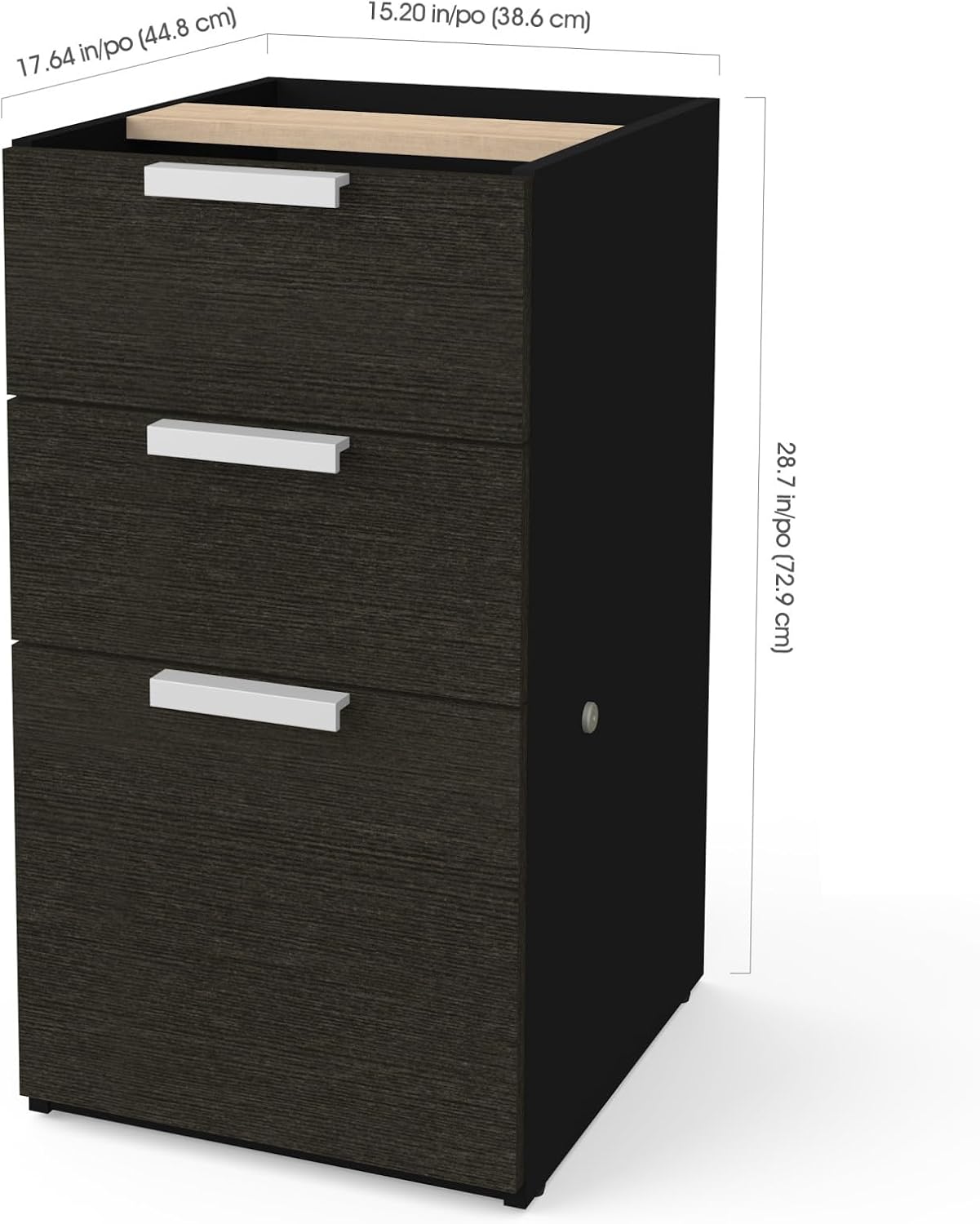 Bestar Pro-Concept Plus 16W Add-On Pedestal with 3 Drawers in deep Grey & Black