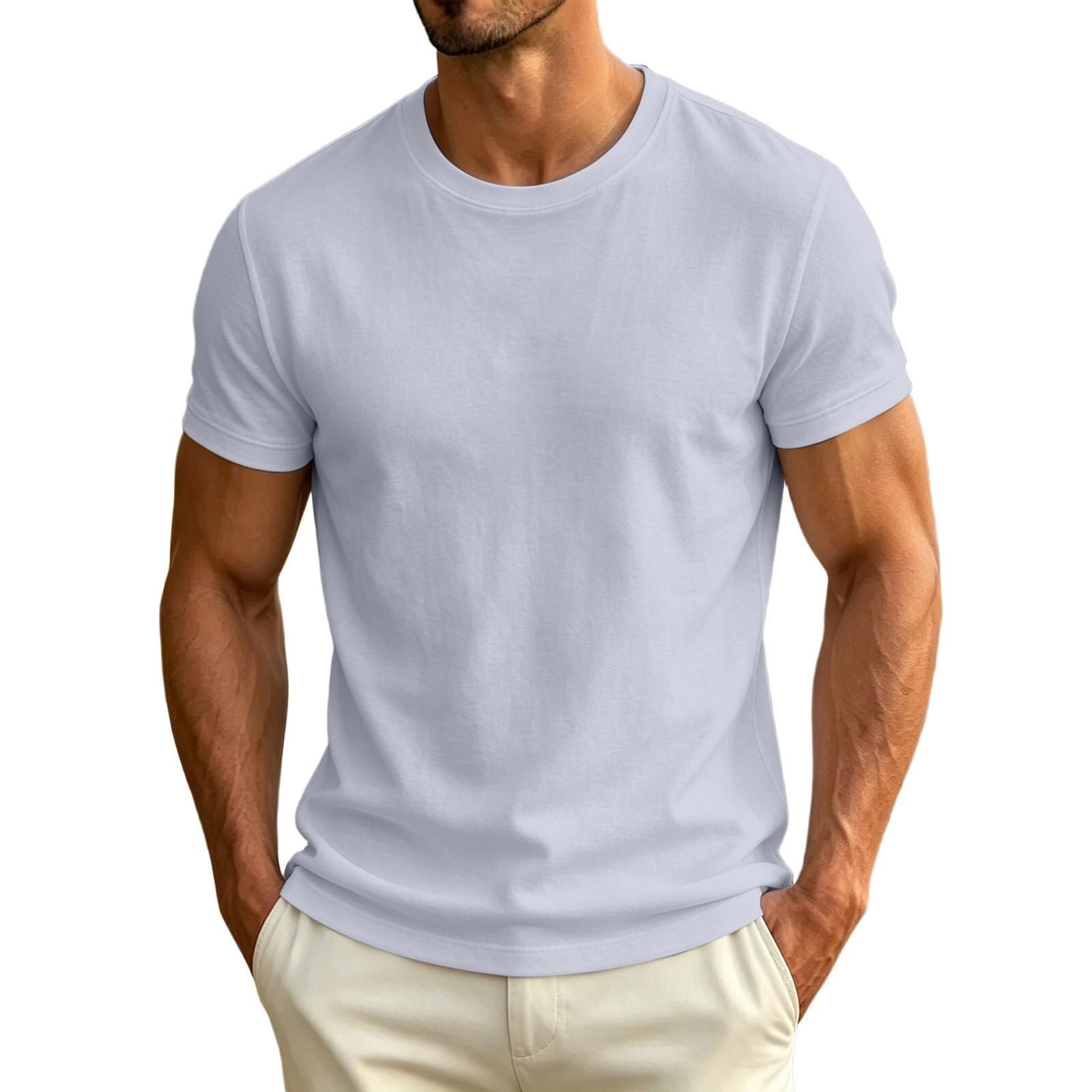 Maglietta da uomo, slim fit, basic, a maniche corte, elasticizzata, traspirante, per lo sport