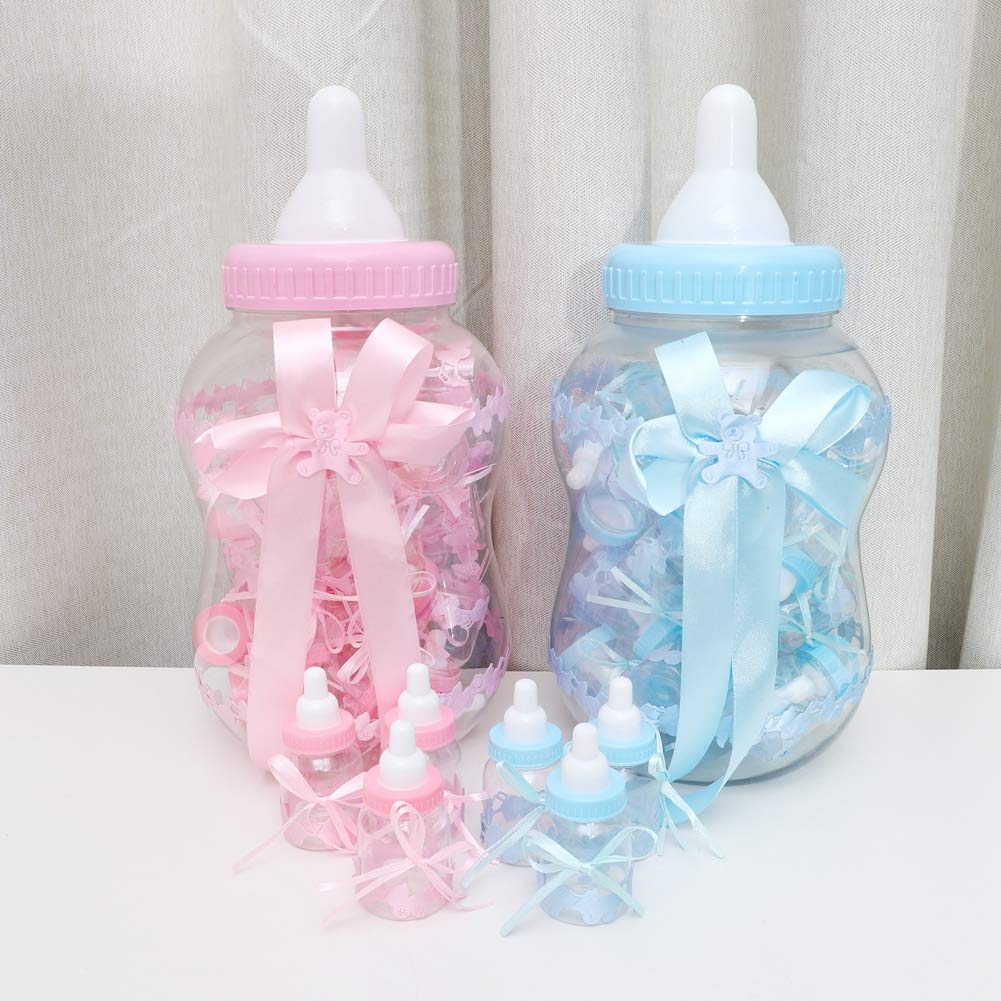30 Pezzi biberon gigante con mini biberon azzurro Bottiglia di Caramelle Mini Bottiglia di Plastica per Regali Compleanno Baby Shower Decorazioni pe Battesimo Nascita Comunione(Blu)