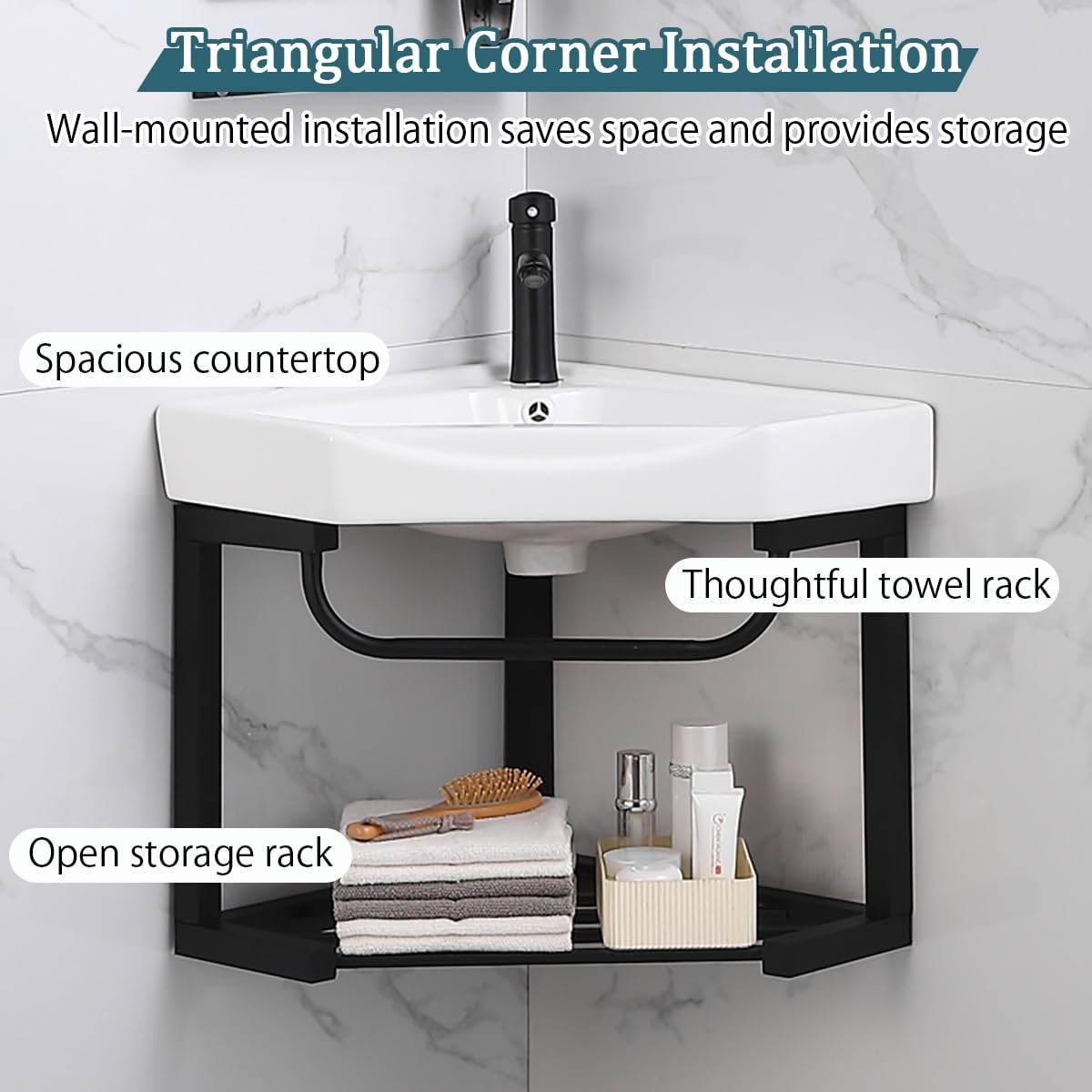 Lavabo Angolare Con Mobile,Lavandini Ad Angolo Piccolo Per Bagno,Lavabo Bagno Angolare Sospeso,Lavabo Bagno Angolare Sospeso In Ceramica Bianca Lucida,Sospeso O Appoggio Montaggio(15in/38cm)