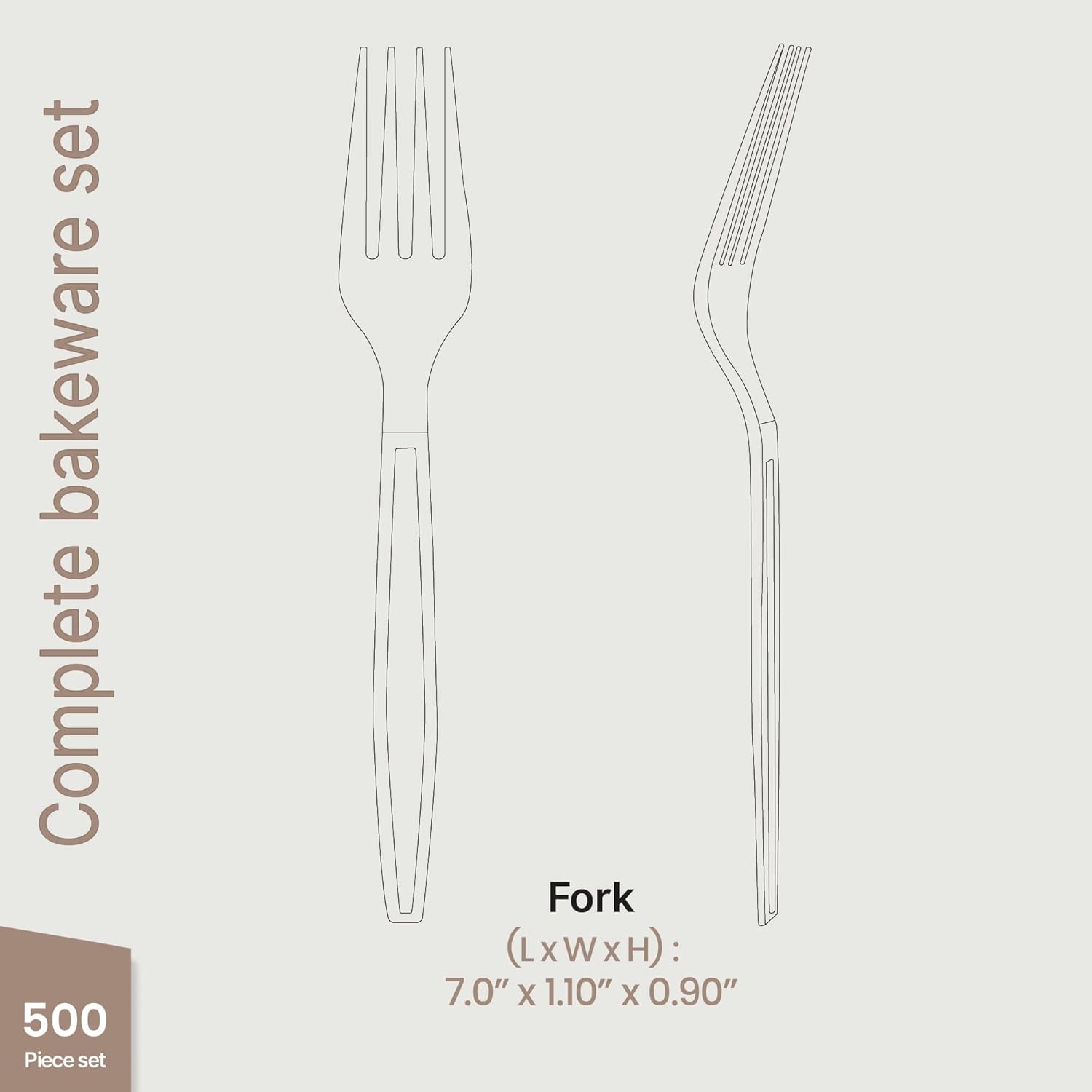 Bakken Disposable Cutlery Set 500 Pieces Forks, Heavy Duty Plastic Silverware, BPA-Free Food-Grade Materials, Heat-Resistant, Reusable Utensils for Parties, Catering, BBQs, and Everyday Use, Clear