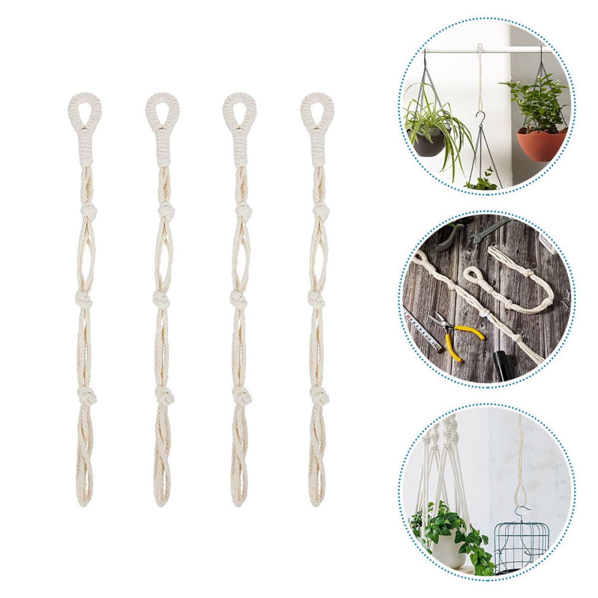 Alipis Lot De 5 Supports Muraux en Macramé pour Pots De Fleurs Robustes Et Sûrs À Suspendre Décoratifs pour La Maison 4 Pièces X 5