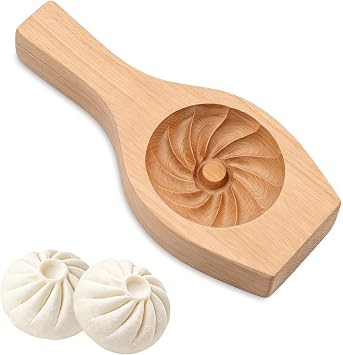Bao Bun Maker、木製スチームモールド Baozi MakerマシンDIY蒸しホームキッチンベーキングクッキング中国ケーキクッキースタンプムーンフラワーシェイプミッドモールドウッドペストリーツール完璧な生地形成