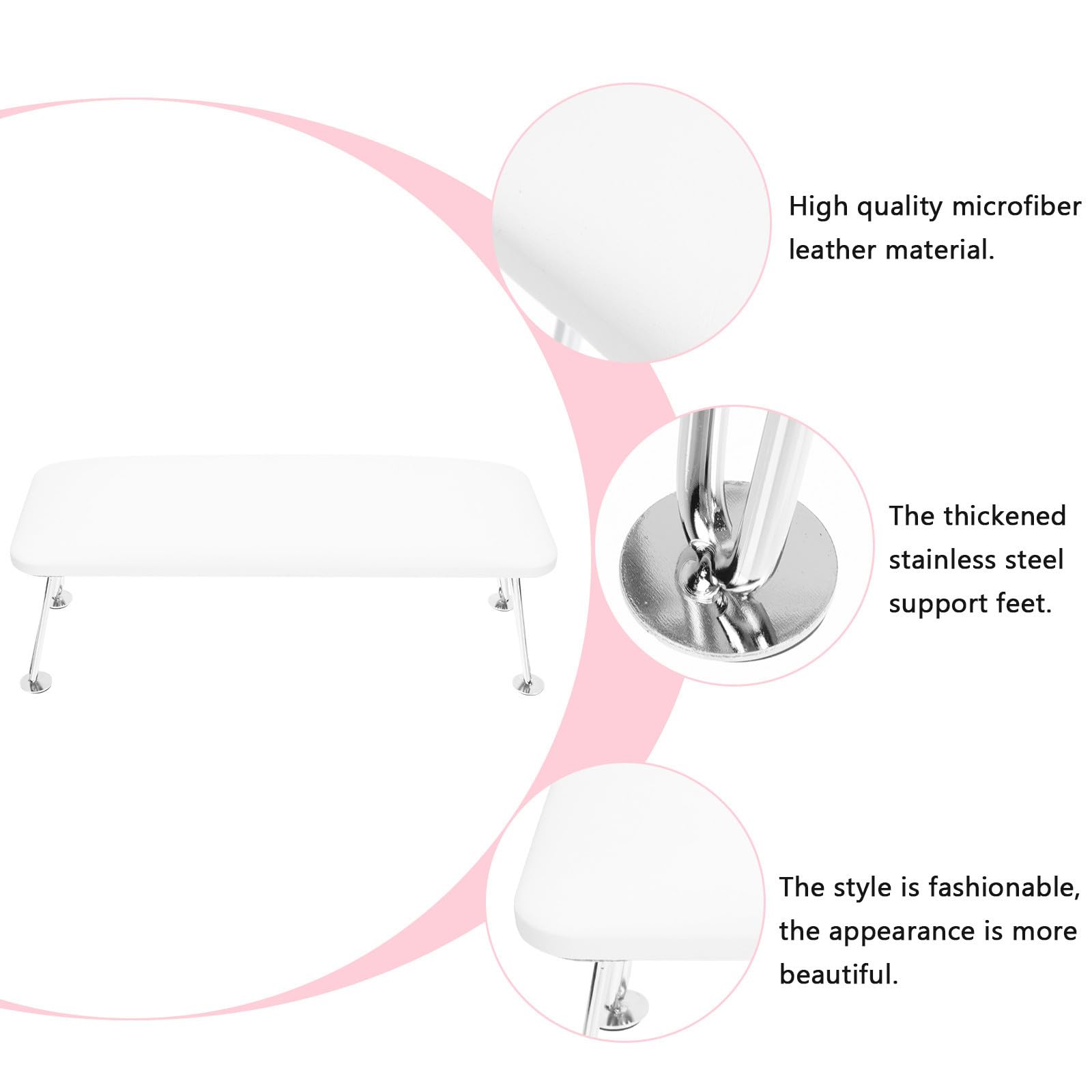 Almohada Soporte de Acero Inoxidable, Cojín Multifuncional de Cuero Flexible para Reposamanos de Uñas para Manicura en Casa y Salón de Belleza