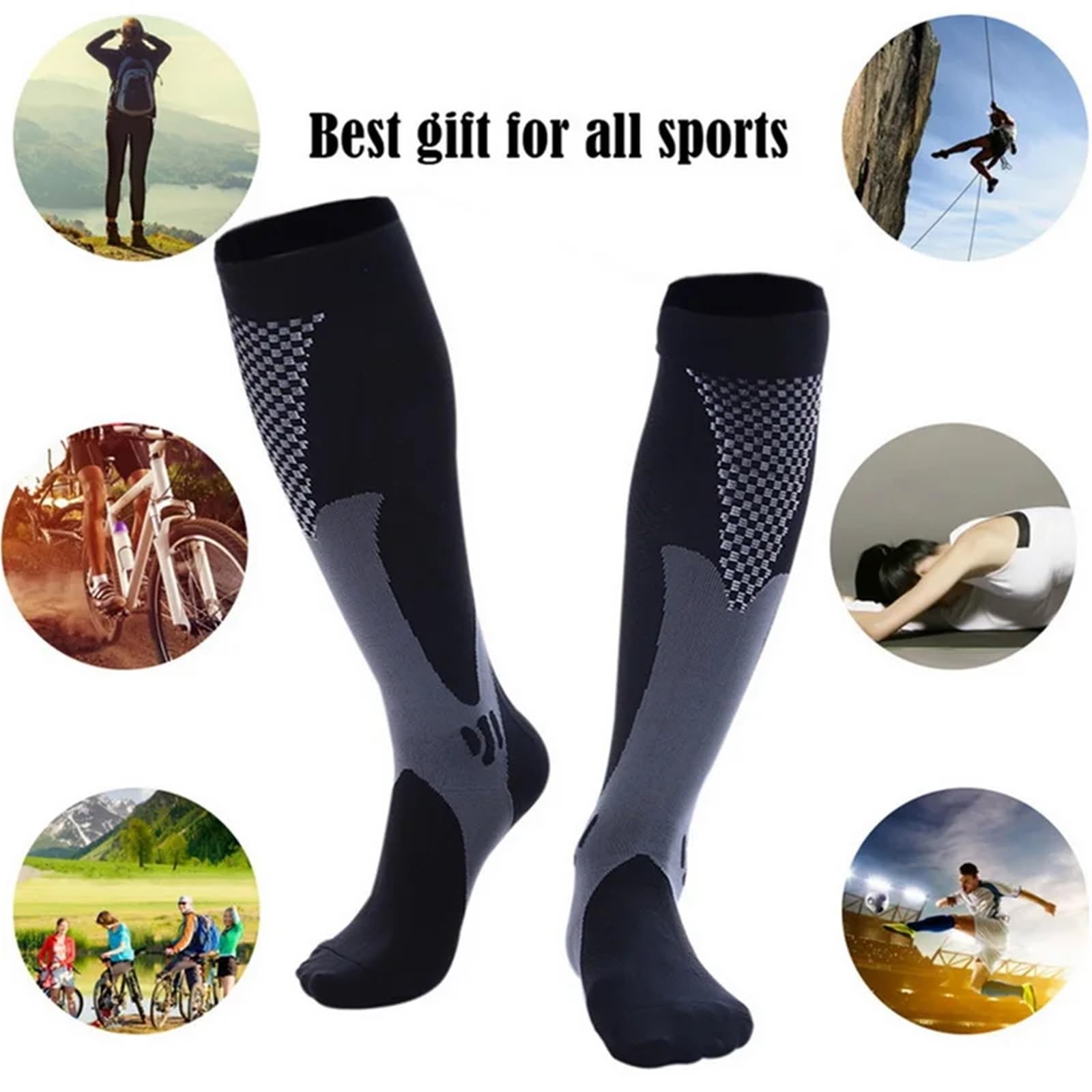 Medias De Compresion Calcetines De Compresión Deportivos For Hombre, Calcetines For Venas Varicosas, Calcetines De Ciclismo, Calcetines De Compresión For Correr, Enfermeras, Exteriores, Naturales, Sen