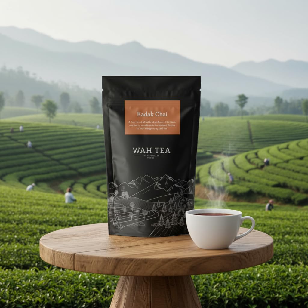 Wah Tea Kadak CTC Chai | Premium Assam Black Tea | Hand-Plucked Whole Leaf | 100% Natural & Pesticide-Free | Strong Flavour & Rich Aroma | Energizing Daily Brew | De-Stress & Refresh | 250g