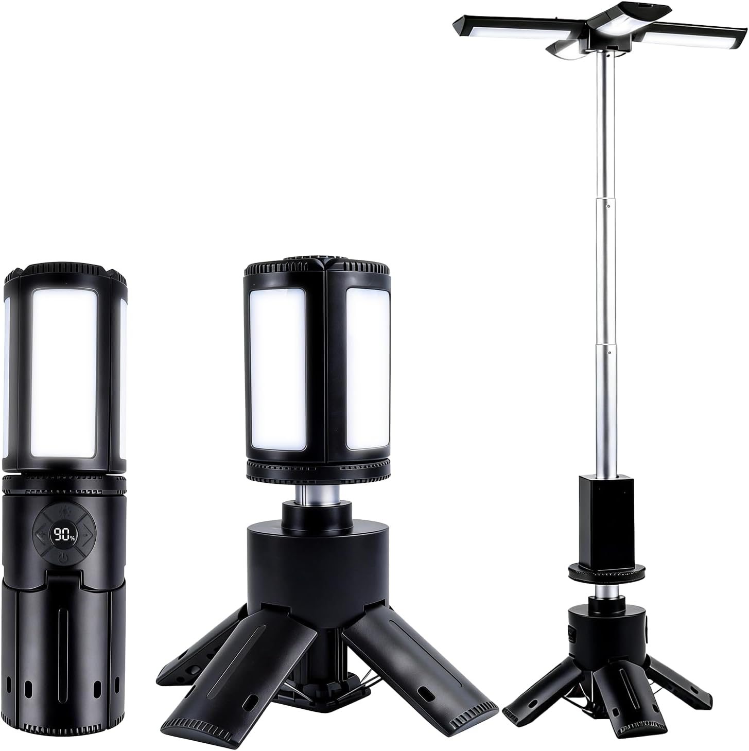 aiGear Telescopic Camping Lights, Rechargeable Camping Lights with Stand 14000mAh Collapsible Camping Lanterns Portable Flashlights IPX5 Waterproof for Camping Hiking Fishing Emergency Use